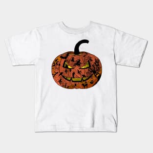 Halloween Pumpkin Doodle Line Art Kids T-Shirt